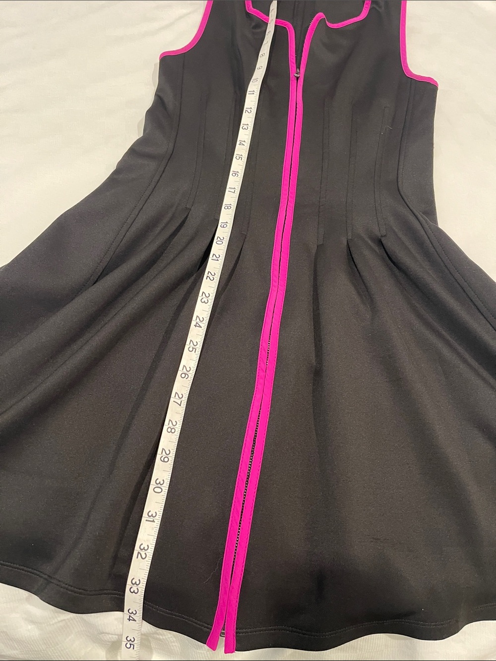 Betsey Johnson | Black w/pink trim Scuba Zip Front Dress Sz 2 - Picture 7 of 10